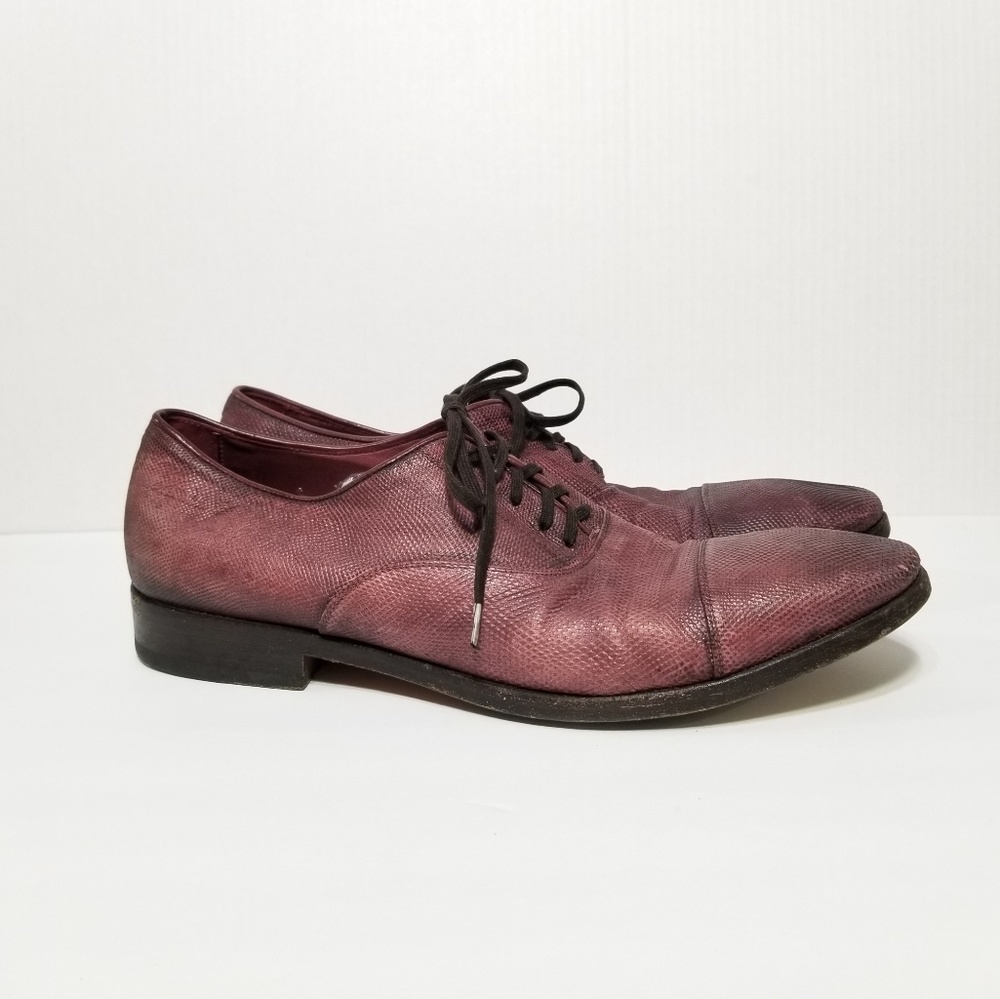 Raparo Purple Embossed Lace-up Oxford Shoes 44.5